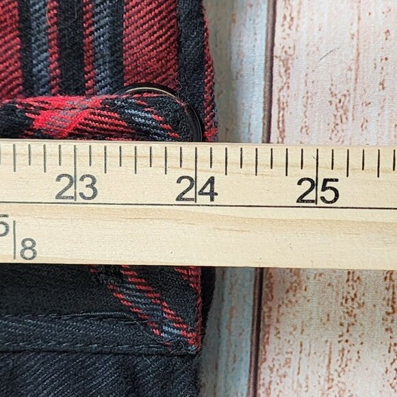 Southpole Red & Black Plaid Cropped Jacket With Ribbed, Women's Large - Picture 11 of 13